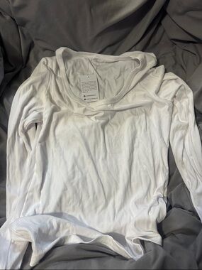 White Ribbed Long Sleeve Top